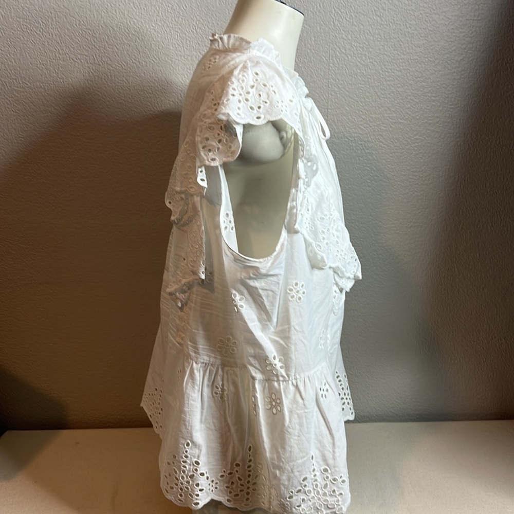 Laundry by Shelli Segal White Eyelet Ruffle Sleeve Blouse – Size XL - Picture 5 of 7